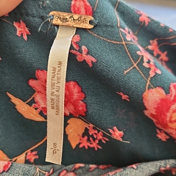 Free People Womens Small Dress Flower Field Oversized Floral Long Sleeve - Picture 5 of 9